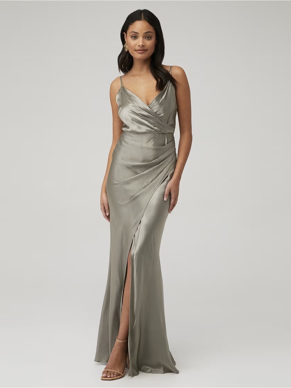 Shona Joy - La Lune Cross Draped Maxi Dress - Sage/Silver
